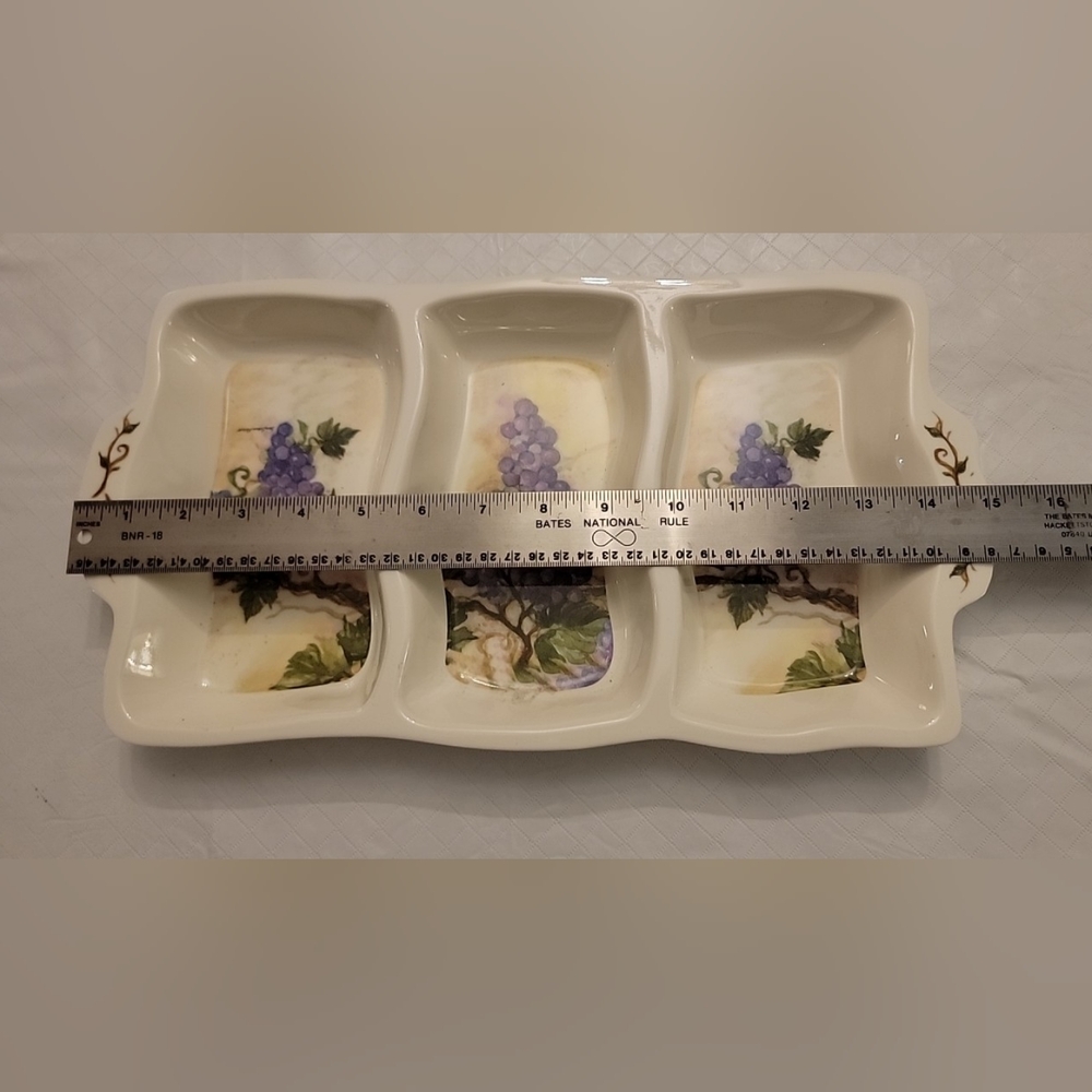 Elegant Grape Design Ceramic Serving Tray - Picture 3 of 6
